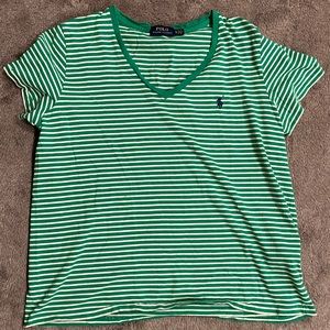 Ralph Lauren Green and White striped t-shirt size XL